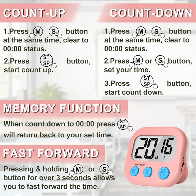 ZILLEEN Classroom Timer for Kids Teachers 2 Pack Digital Timers - Image 8
