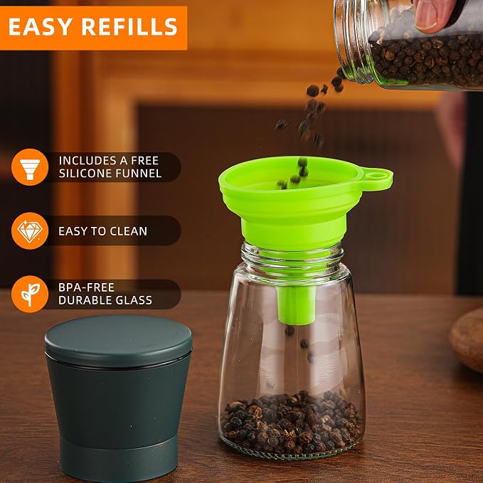 DAVIMADE Stone Blue Salt and Pepper Grinder Set of 2, Refillable & Adjustable - Image 3