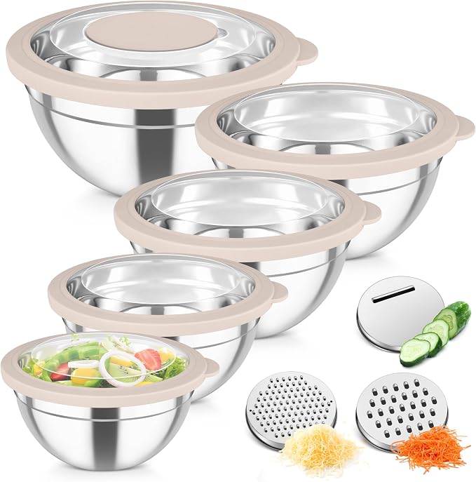 TeamFar Mixing Bowls, Stainless Steel Salad Serving Bowl by TeamFar