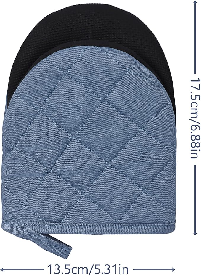 Short Oven Mitts, Heat Resistant 500°F, Silicone Grip Kitchen Gloves, Non-Slip - Image 2