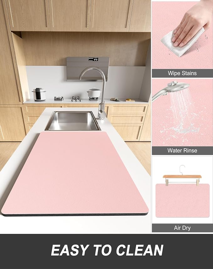 Rnivvi Dish Drying Mat for Kitchen Counter, 12 x 19" Super Absorbent Drainer - Image 6