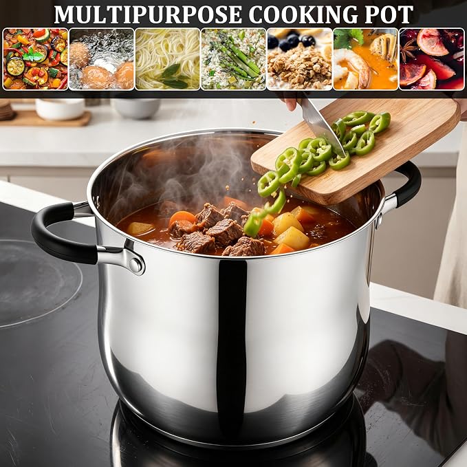 E-far 12 Quart Stock Pot, Stainless Steel Pot - Image 8
