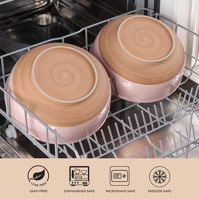 AmorArc 9.8’’ Ceramic Serving Bowls, 90 OZ Extra Large Salad Bowls Set of 2 - Image 9
