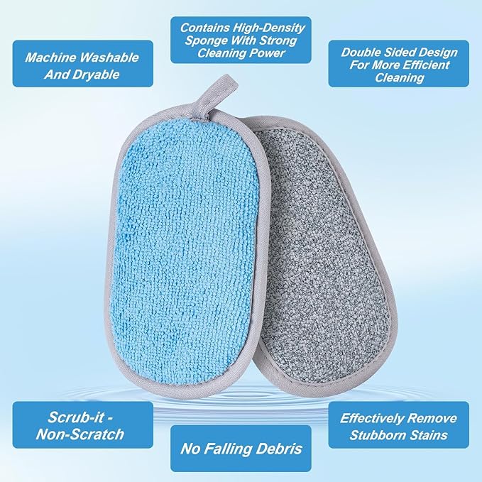 Dual-Sided Multi-Purpose Scrub Sponges, Non-Scratch Dishwashing Sponges - Image 7