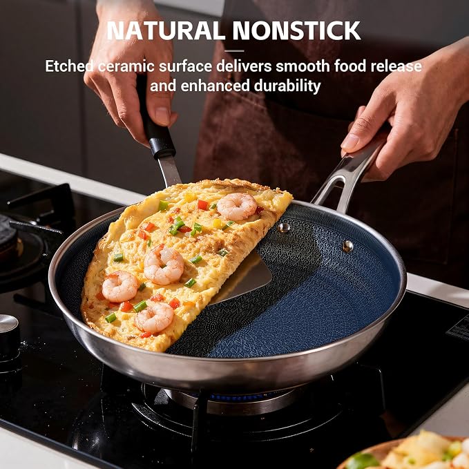 Ammeloo Hybrid Tri-Ply Stainless Steel Frying Pan Set, Non Stick Frying Pans - Image 3