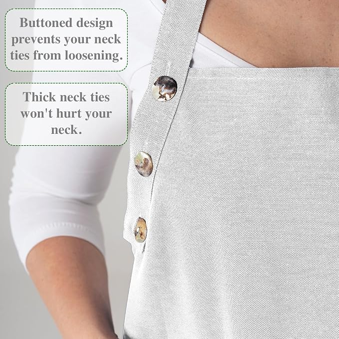 TOSHE Kitchen Apron Waterdrop Resistant Cotton Apron - Image 8