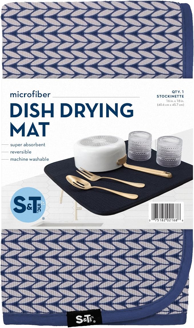 S&T INC. Dish Drying Mat, 16” x 18”, Absorbent Microfiber Kitchen Counter Mat - Image 8