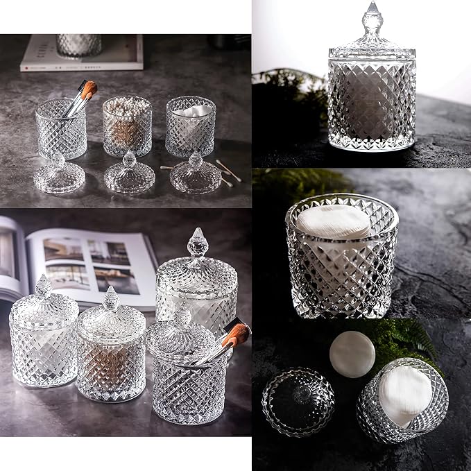 2 Pack Qtip Holder Thick Glass Apothecary Jars - Image 3