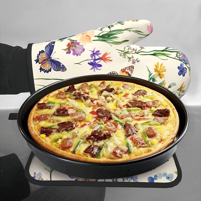 Vintage Floral Oven Mitts and Pot Holders Spring Summer Kitchen Accessories Set - Image 7