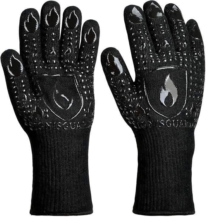 BBQ & Grill Gloves, Oven Gloves, 1472°F Silicone Oven Mitts Heat Resistant by IGNISGUARD