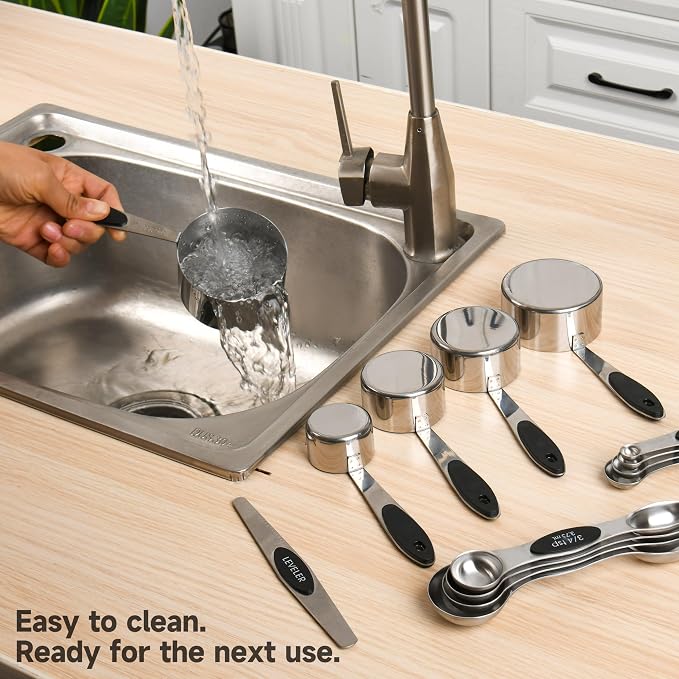Magnetic Measuring Cups and Spoons Set, Strong N45 Magnets, 304 Stainless Steel - Image 6