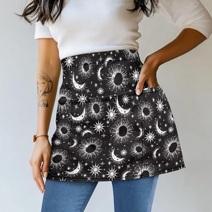 Server Apron with 3 Pockets, Waterproof Oil Waitress Waiter Half Apron - Image 2