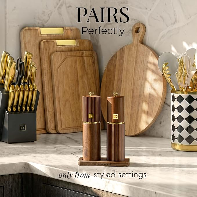 Wooden Salt and Pepper Grinder Set – Refillable Manual Salt and Pepper Mills - Image 3