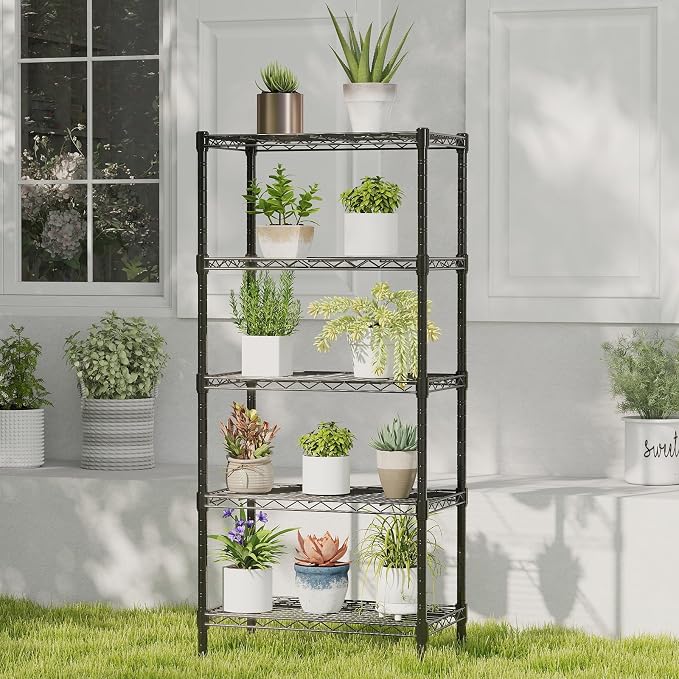 DUMOS 5-Tier Metal Wire Storage Shelves, Adjustable Standing Storage Rack Shelf - Image 2