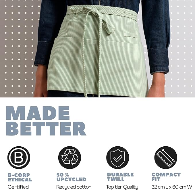 MEEMA Chef Waist Apron Cotton Fabric |Washable & Breathable Waitress & Server - Image 6
