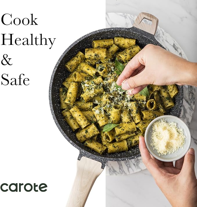 CAROTE 12.5 inch Nonstick Frying Pan Skillet, Non Stick Granite Fry Pan Egg Pan - Image 3
