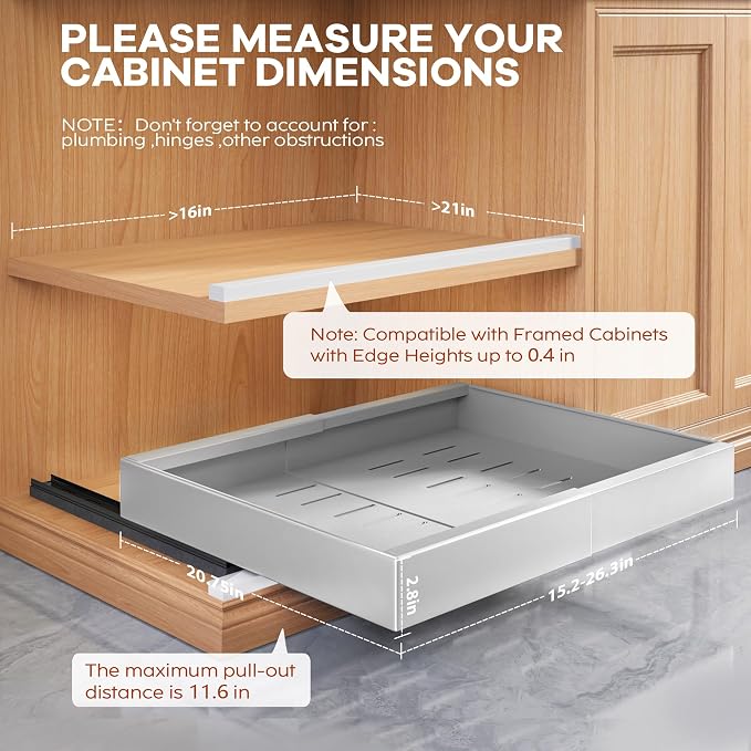 Seinloes 2 Pack Expandable Width Pull Out Cabinet Organizer 21" Deep - Image 2