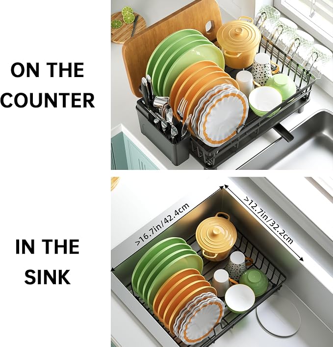 Dish Drying Rack, Dish Racks for Kitchen Counter, Detachable Dish Drainer - Image 8