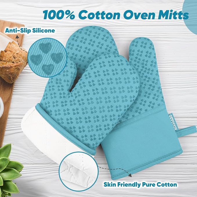 Oven Mitts and Pot Holders 4 Sets, Heat Resistant 500 ℉ Oven Mitt and Pot Holder - Image 3