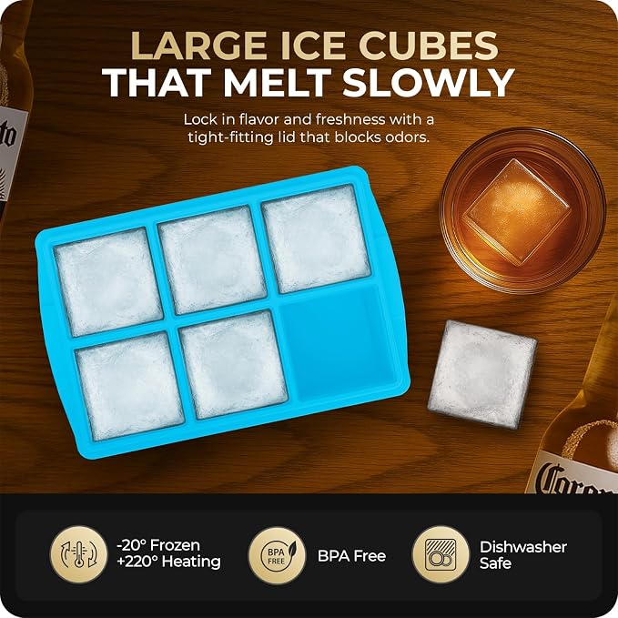 Large Ice Cube Trays for Whiskey, Silicone Ice Cube Tray, - Image 5