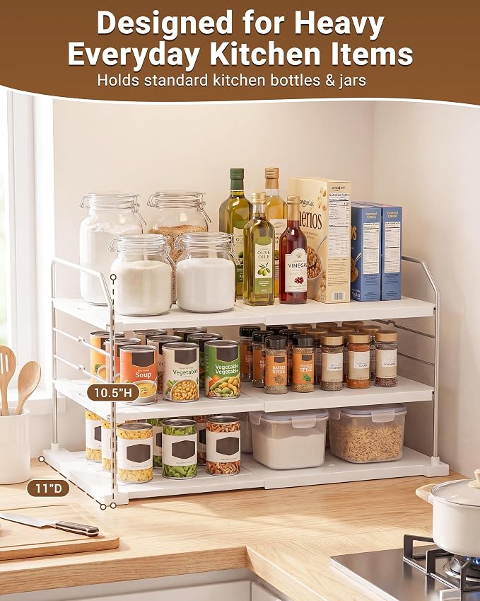 EVERIE Extendable 3-Tier Kitchen Cabinet & Pantry Organizer - Image 4