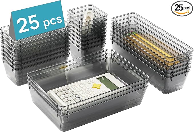 Vtopmart 25 PCS Office Desk Drawer Organizers Set, 4-Size Versatile Plastic by Vtopmart