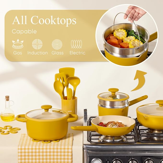 CAROTE 21pcs Cookware Set Nonstick Pots and Pans Set, Ceramic Cookware Set - Image 8