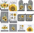 Bencailor 12 Pcs Farmhouse Sunflower Kitchen Decor and Accessories Sets 4 Black by Bencailor