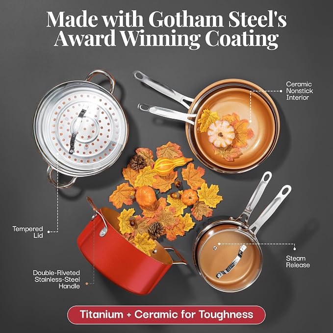 Gotham Steel 20 Pc Pots and Pans Set Nonstick Cookware + Bakeware Set, Complete - Image 7