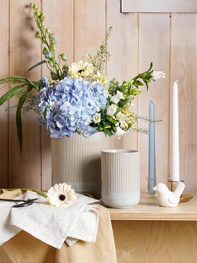 LE TAUCI Utensil Holder for Kitchen Counter, 7.3"+5.4" Fluted Ceramic Utensil - Image 4