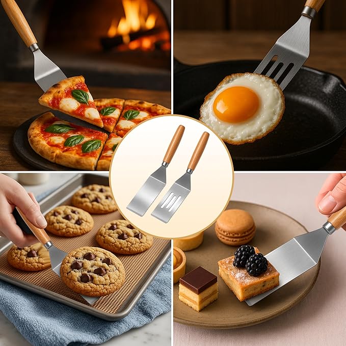 2Pcs Stainless Steel Spatula Set, Mini Serving Spatula - Image 4