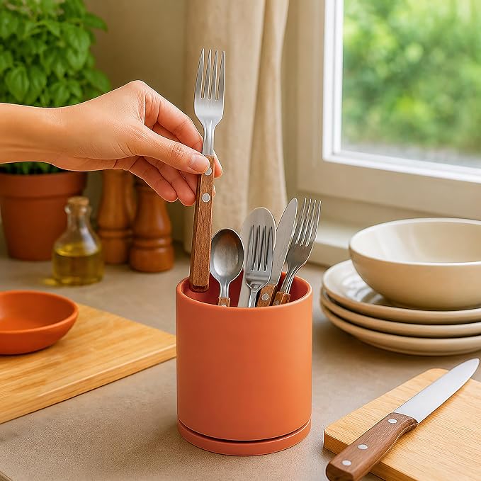 D'vine Dev 360° Rotating Utensil Holder – 5" Kitchen Utensil Crock - Image 5
