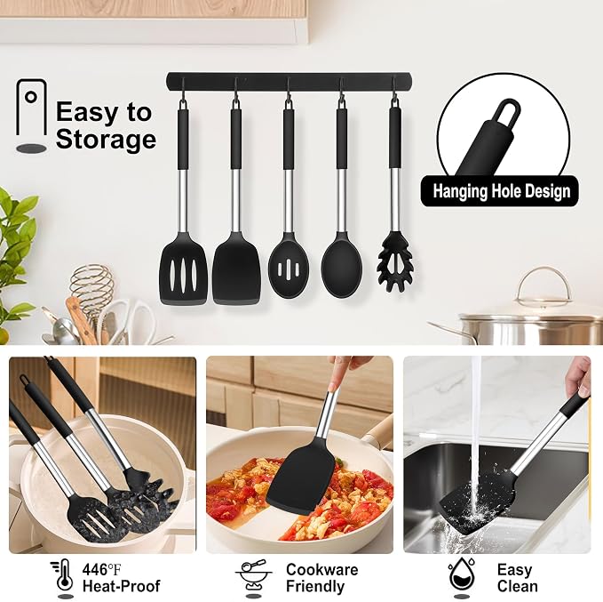 TeamFar Cooking Utensils Set, for Nonstick Cookware Flipping Frying Turning - Image 6