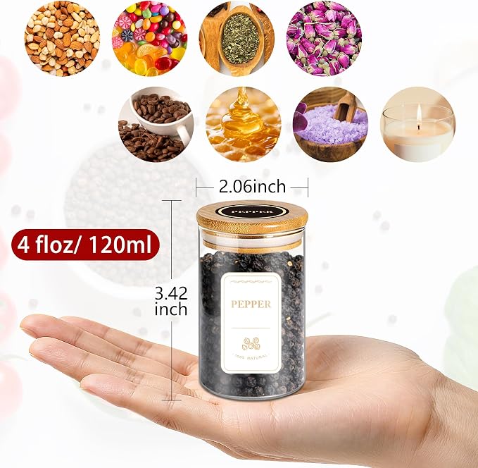 BGraceyy Spice Jars with Labels, Minimalist Stackable Airtight Spice Containers - Image 2