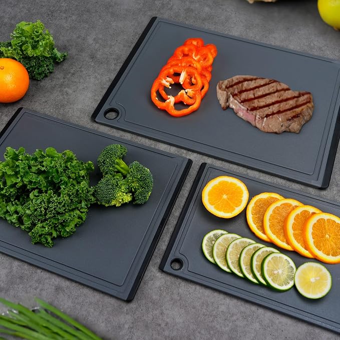 Kikcoin Plastic Cutting Boards for Kitchen, 3-Piece Large Cutting Board Set - Image 5