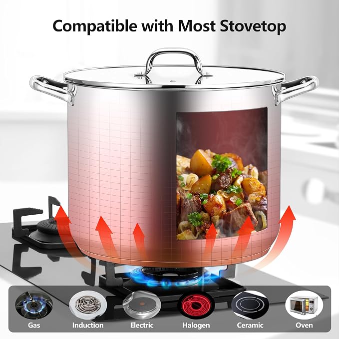 Stainless Steel Stock Pot, Homikit 24 Quart Large Stockpot Soup Pot - Image 6