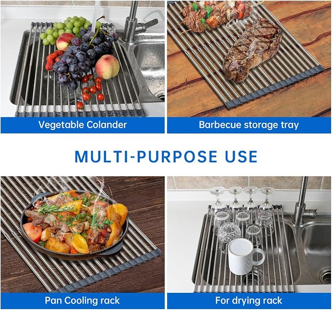 CHIRISEN Expandable Large Roll Up Dish Drying Rack 18 Tube - Image 7