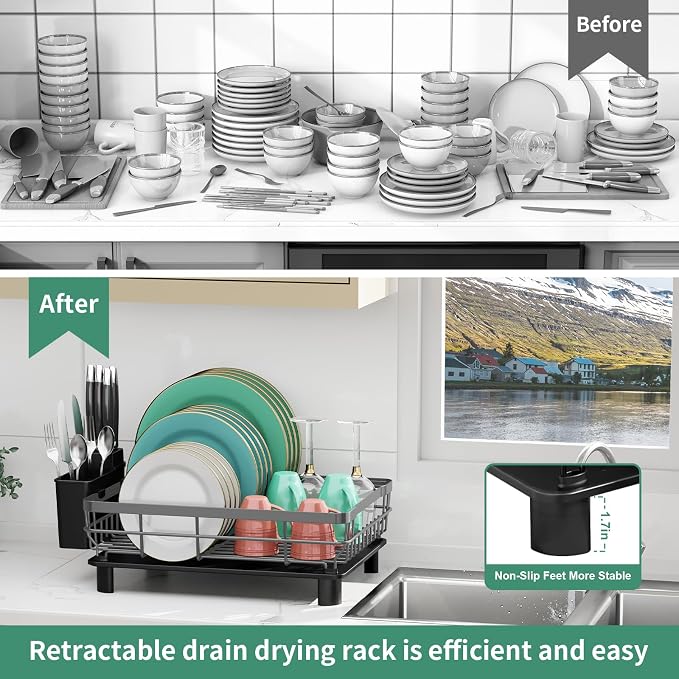 MOUKABAL Dish Drying Rack, Dish Rack, Stainless Steel Dish Racks - Image 7