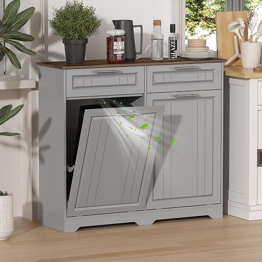 Double 10 Gallon Tilt Out Trash Can Cabinet by JMHDYG