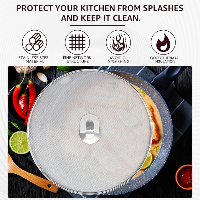 3PCS Stainless Steel Splatter Guard, 9.8" 11.4" 13" Frying Pan Splatter Screens - Image 2