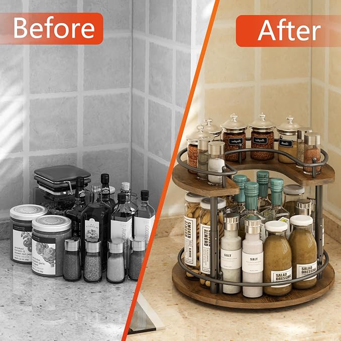 2 Tier Lazy Susan Organizer, 2-Tier Spinning Spice Rack - Image 6