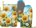 Oven Mitts and Pot Holders Sunflower Daisy Flower Art Silicone Kitchen by DADABULIU