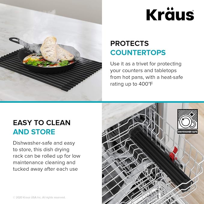Kraus Multipurpose Workstation Sink Roll-Up Dish Drying Rack, Colander and - Image 7