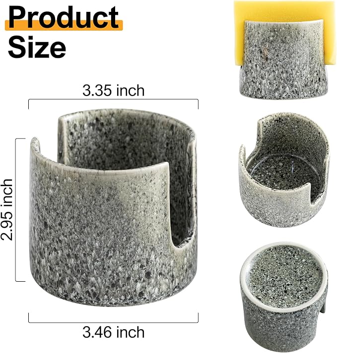 Zoeeker Kitchen Sponge Holder, Ceramic Dish Sponge Holder Scrubby Daddy - Image 3
