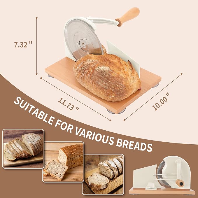 CAWIU Manual Bread Slicer with Hand Crank- Adjustable Thickness Bread Cutter - Image 6