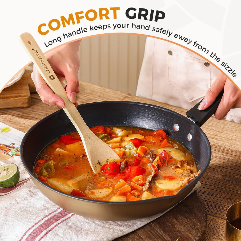 Wooden Spoons for Cooking Bamboo Utensils Set (6 Pieces) - Essential
