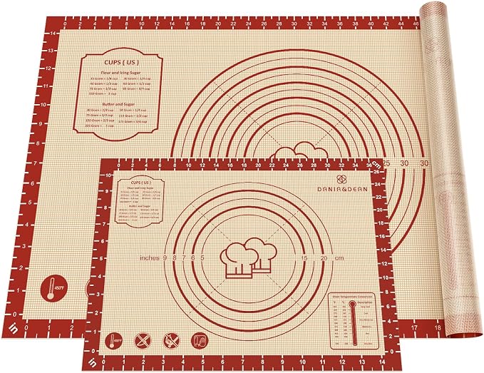 2 Pack Non Stick 26''x16'' Extra Large Thick Silicone Pastry Mat and 16''x11'' by DANIADEAN
