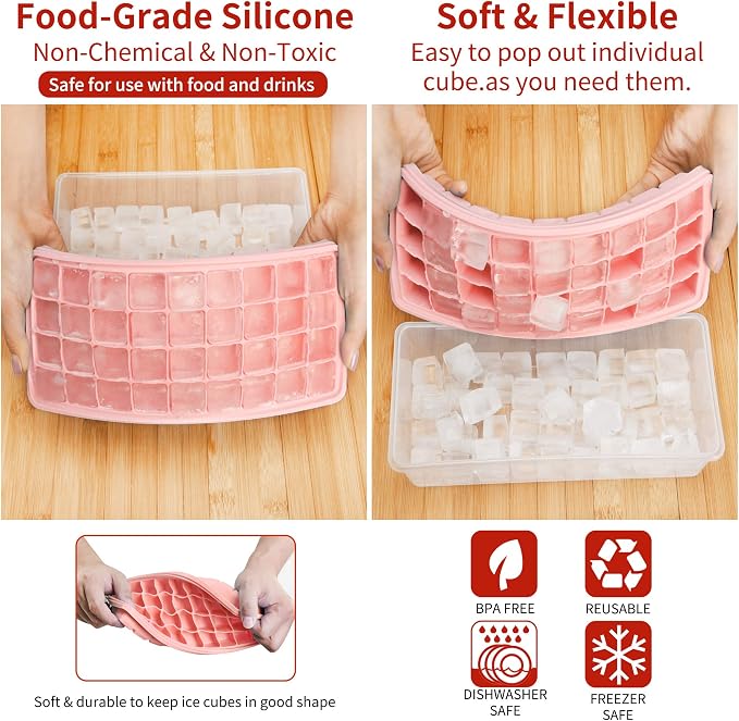 Silicone Ice Cube Tray with Leak-Proof Lid & Storage Bin - Image 3