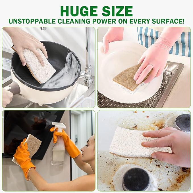 AIDEA XL Sponges Kitchen, Non-Scratch Dish Sponges, Large Natural Sponge - Image 4