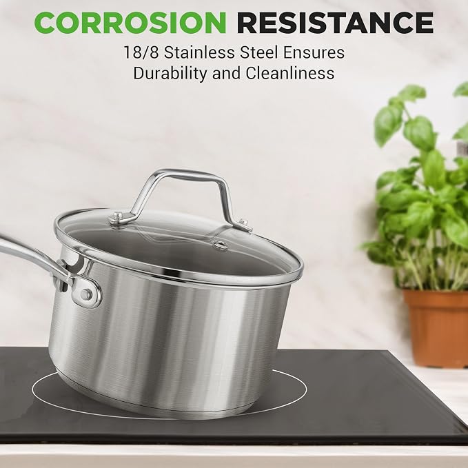 NutriChef 2 Quart Stainless Steel Saucepan - Image 7